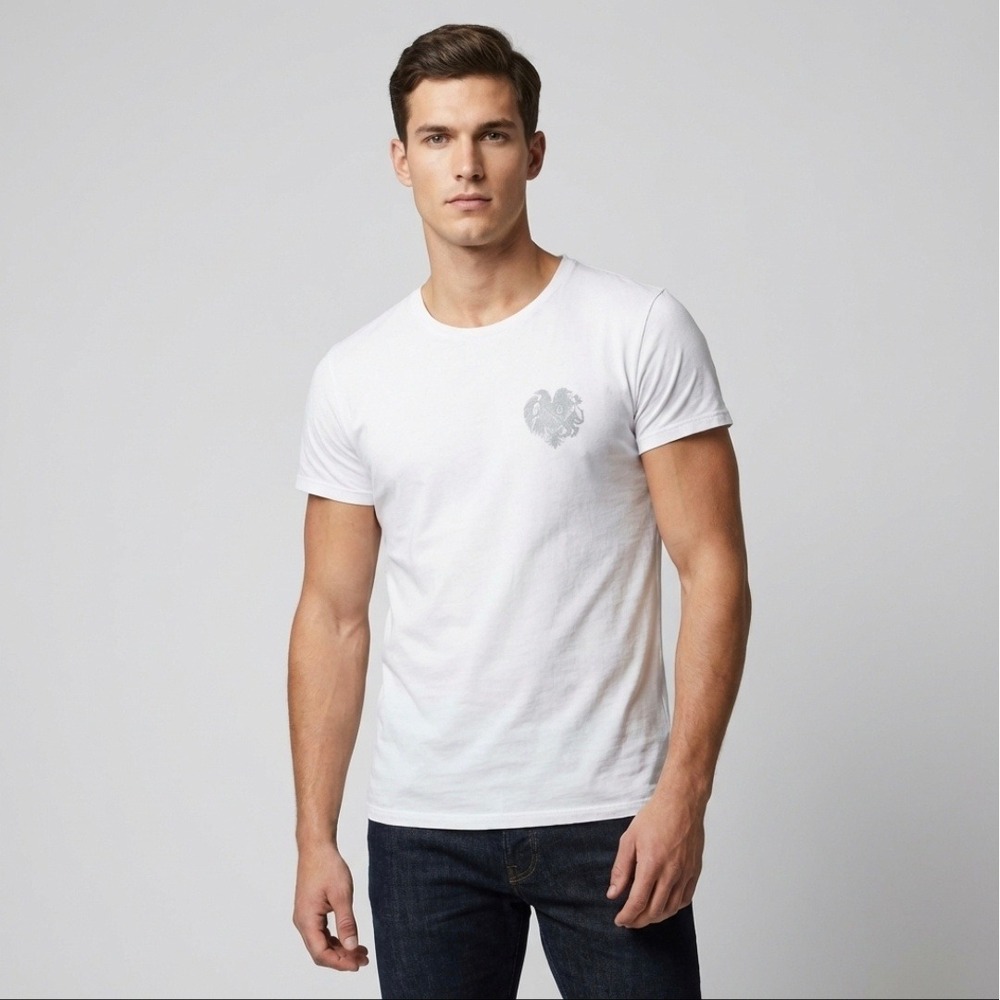 Balmain Paris Men's Crest Logo Tee - White - Size: Large
